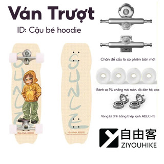 Ván trượt ikran thi đấu cỡ lớn mặt nhám bánh cao su pu chịu lực tốt cao cấp 9 lớp ép, chính hãng ziyouhike
