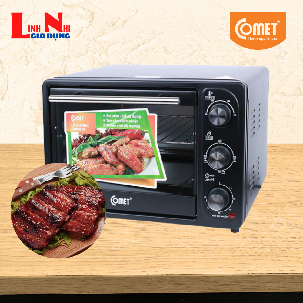 Lò Nướng Điện Đa Năng 18 Lít Comet CM-6516, Công Suất 1380W, Rất Phù Hợp Nướng Bánh Thịt- Gia Dụng Linh Nhi