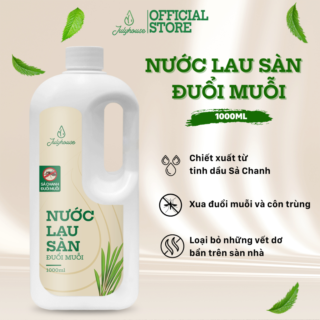 Nước lau sàn nhà đuổi muỗi tinh dầu Sả Chanh 1000ml JULYHOUSE