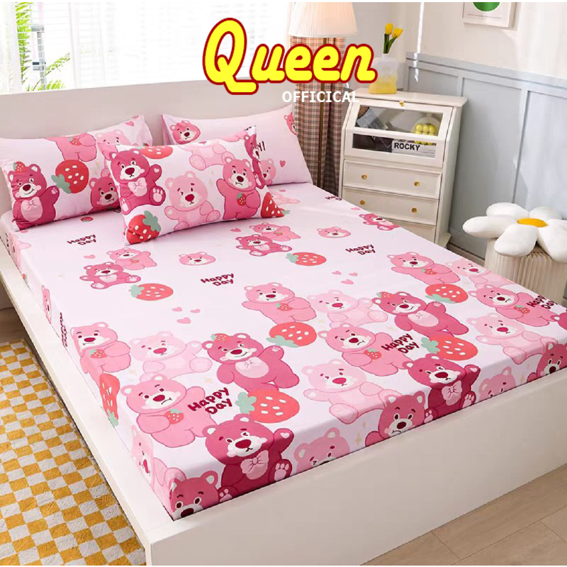 Combo 3 Món Ga Gối Poly Cotton 1m2, 1m4, 1m6, 1m8, Combo Drap Ga Trải Giường + 2 Vỏ Gối Nằm Cute - Queen Decor
