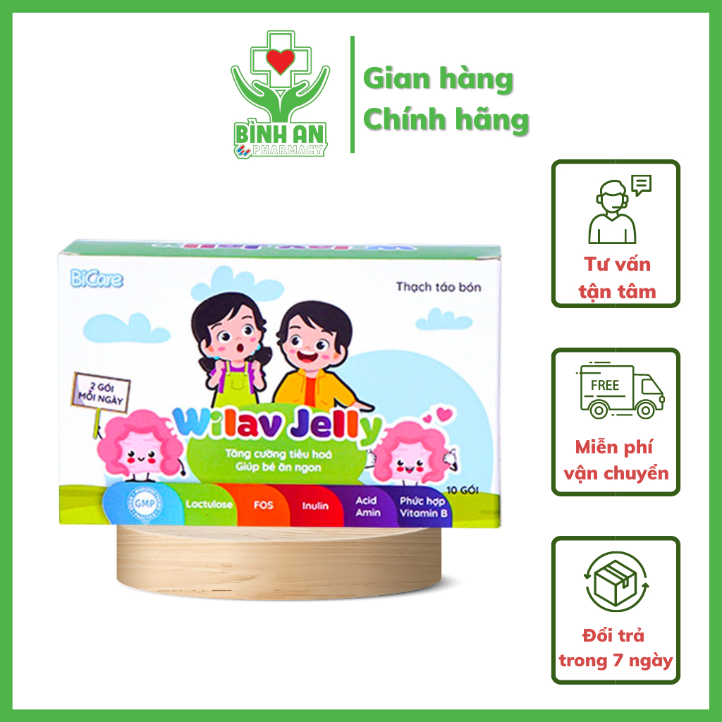 Thạch táo bón Wilav Jelly, Bổ sung chất xơ cho bé, Giúp nhuận tràng, Giảm táo bón - Hộp 10 gói