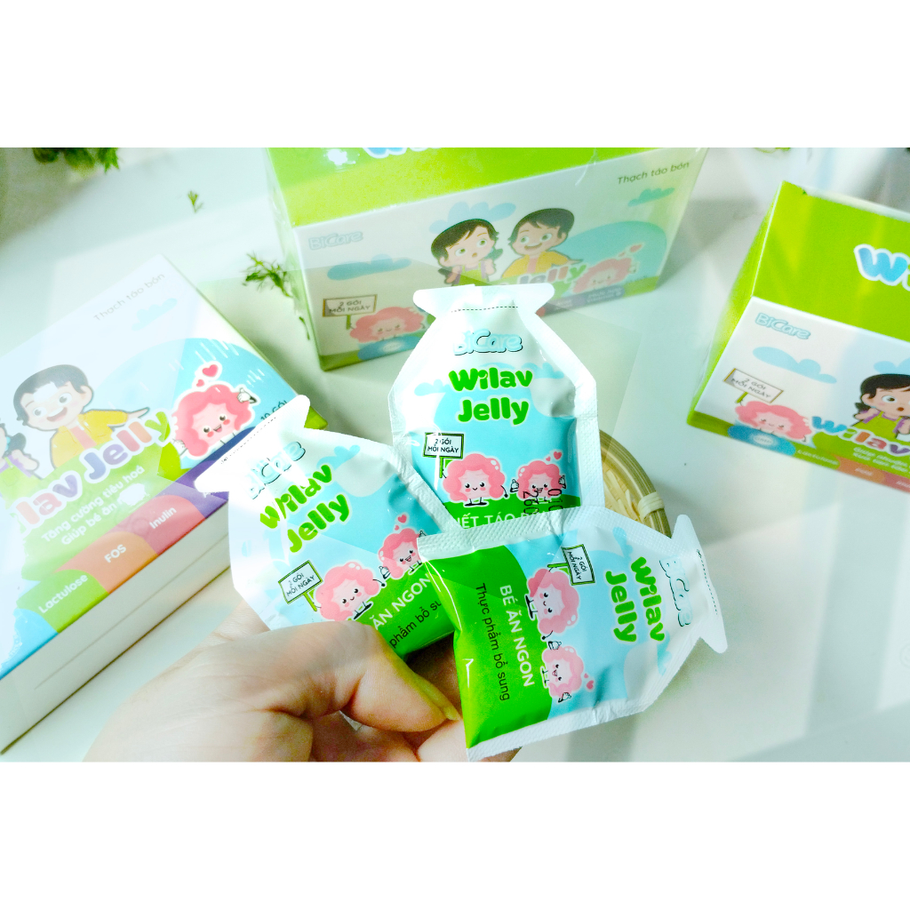 Thạch táo bón Wilav Jelly, Bổ sung chất xơ cho bé, Giúp nhuận tràng, Giảm táo bón - Hộp 10 gói