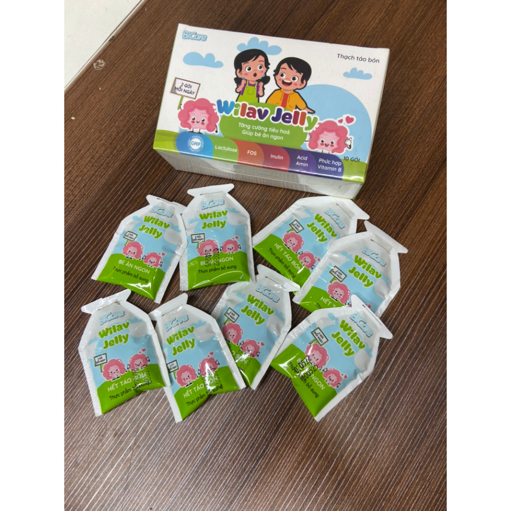 Thạch táo bón Wilav Jelly, Bổ sung chất xơ cho bé, Giúp nhuận tràng, Giảm táo bón - Hộp 10 gói