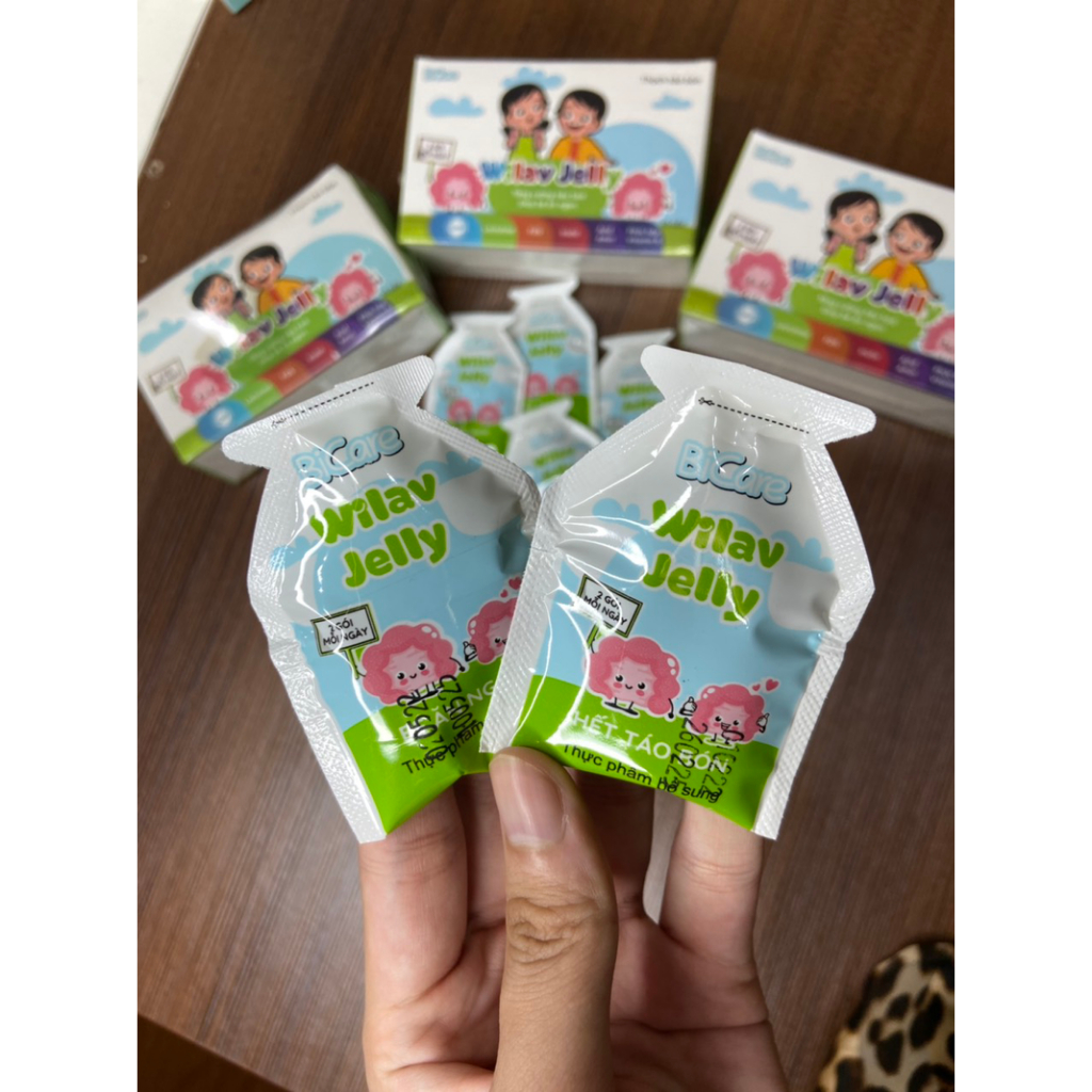 Thạch táo bón Wilav Jelly, Bổ sung chất xơ cho bé, Giúp nhuận tràng, Giảm táo bón - Hộp 10 gói