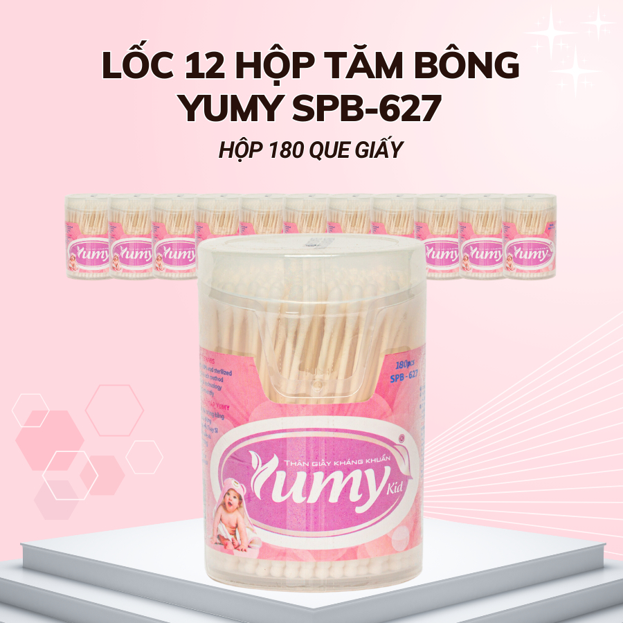 Tăm bông trẻ em YUMY thân giấy TB01-627 hộp 180 que