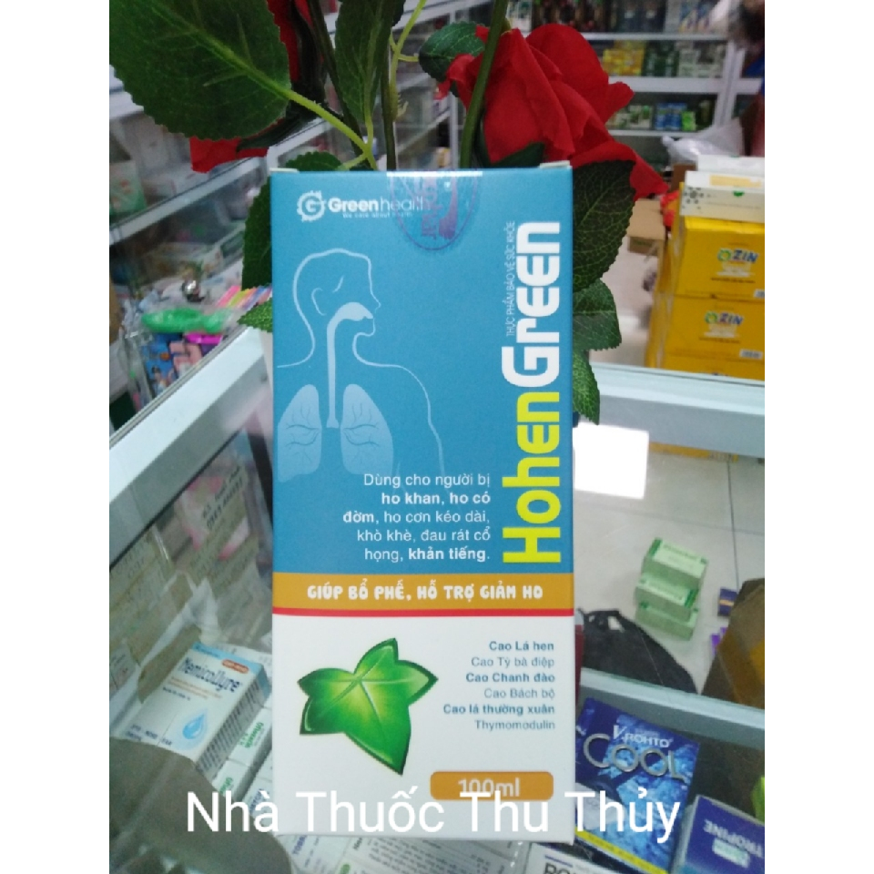 HOHEN GREEN siro dùng cho người bị ho khan,ho có đờm,ho kéo dài,khò khè dâu rát cổ,khản tiếng.dành c