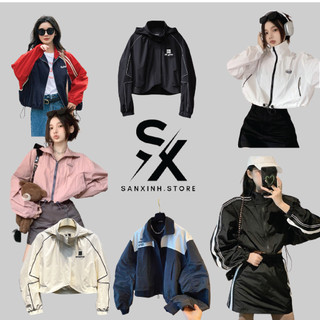 Áo khoác dù Unisex Ulzzang croptop phong cách unisex form chuẩn chất dù hai lớp dày dặn i hình tem mac đầy đủ.