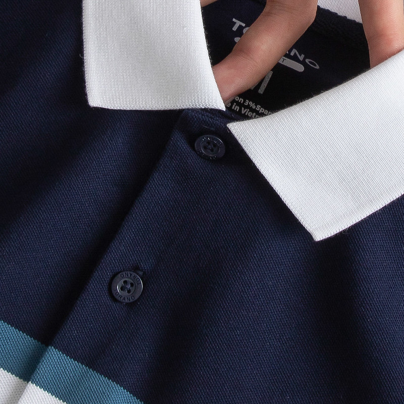 Áo polo nam can phốI 3 màu, logo Torano ngắn tay, thoáng khí, trơn bo kẻ dệt n gang ESTP012