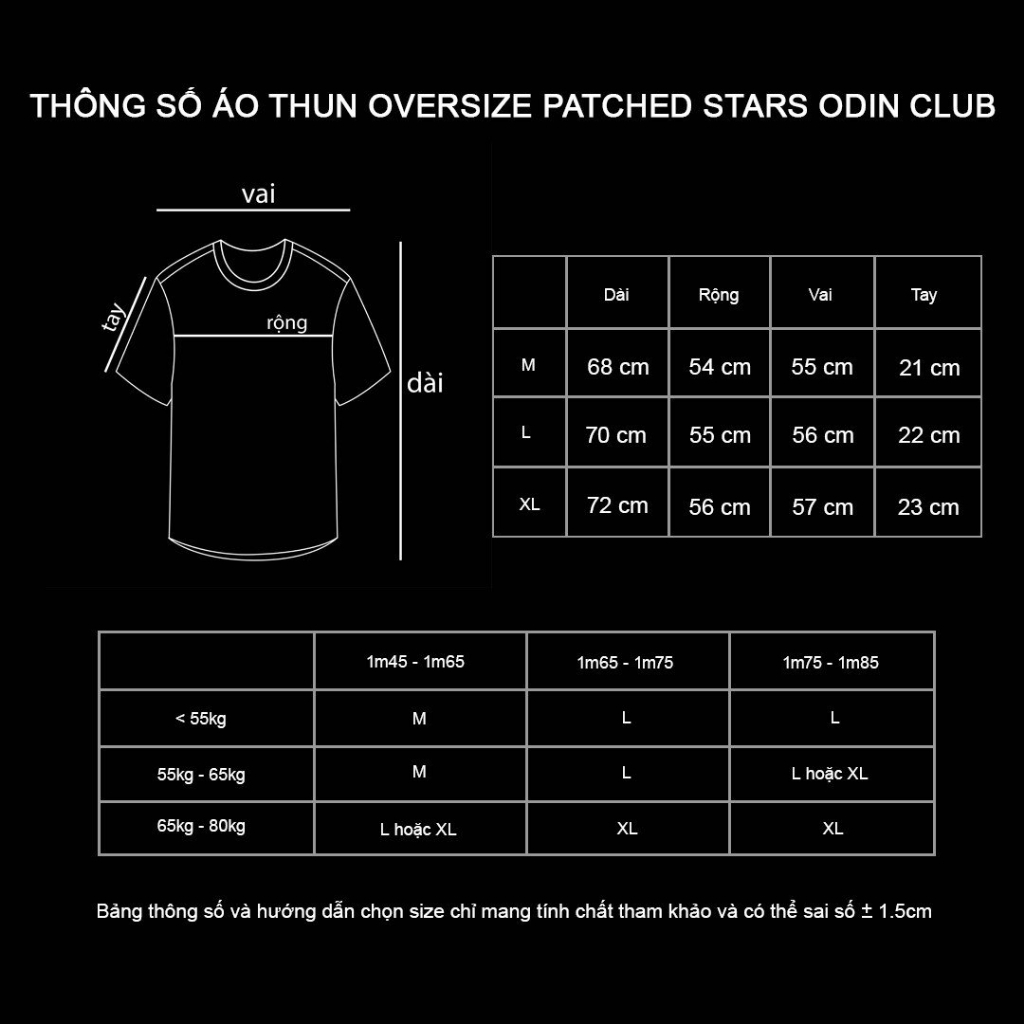 Áo thun oversize Patched Stars ODIN CLUB, Áo phông chất liệu 100% cotton co giãn 2 chiều, Local Brand ODIN CLUB