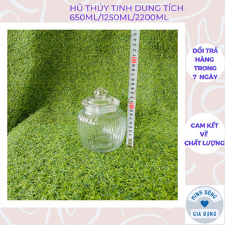 Hũ thủy tinh 650ml gia vị muối dưa cà/ đựng đồ khô họa tiết trơn sọc