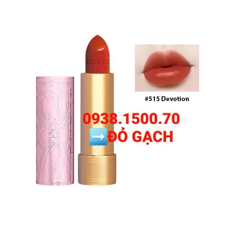 SON THỎI LÌ Gucci Lip Colour Rouge À Lèvres 515 Devotion✌ĐỎ GẠCH