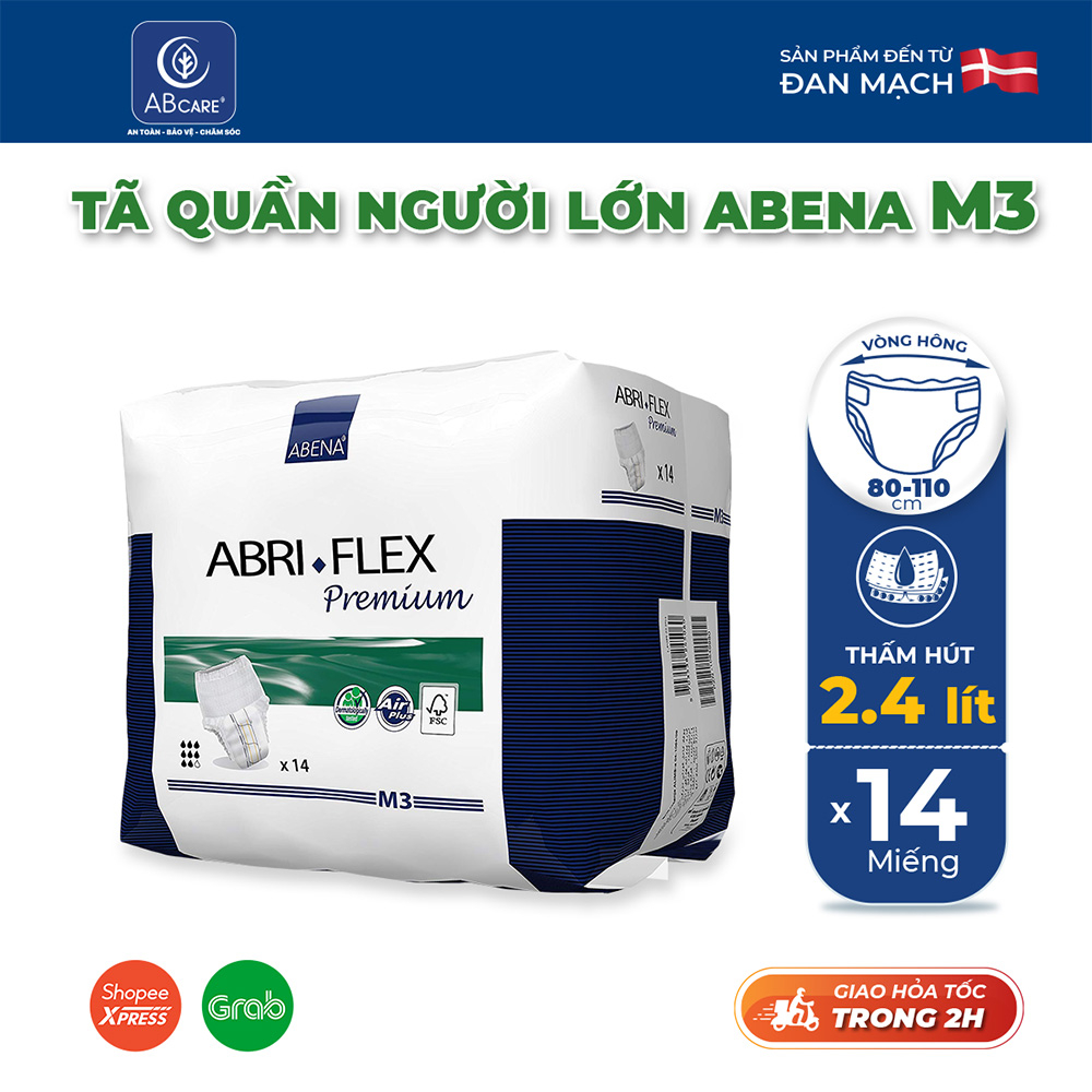 Combo 6 bịch tã quần người lớn Abena Abri Flex Fremium - Nhập khẩu Đan Mạch (Gói 14 miếng)