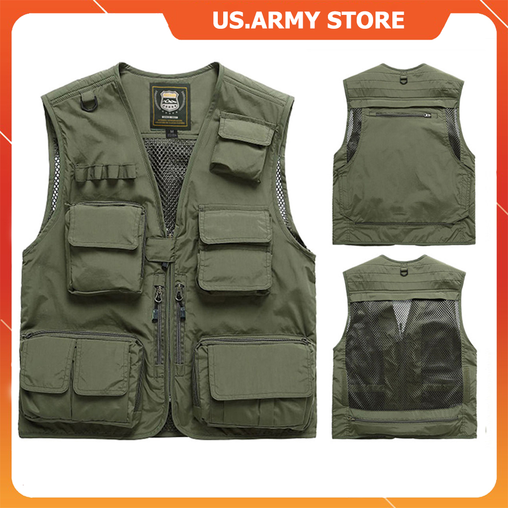 Áo gile Nam Phong Cách Phượt Nhiều Túi Phong Cách -HÀNG CHÍNH HÃNG