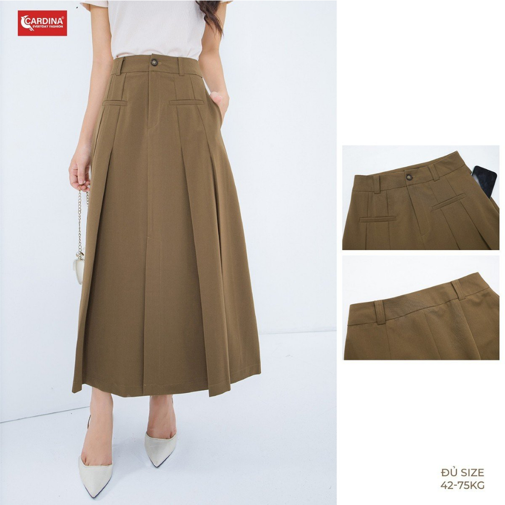 Chân Váy Nữ 𝐂𝐀𝐑𝐃𝐈𝐍𝐀 Chất Tuyết Mưa Hàn Cao Cấp Dáng Maxi Xếp Ly Xẻ Trước Thanh Lịch 3CV10