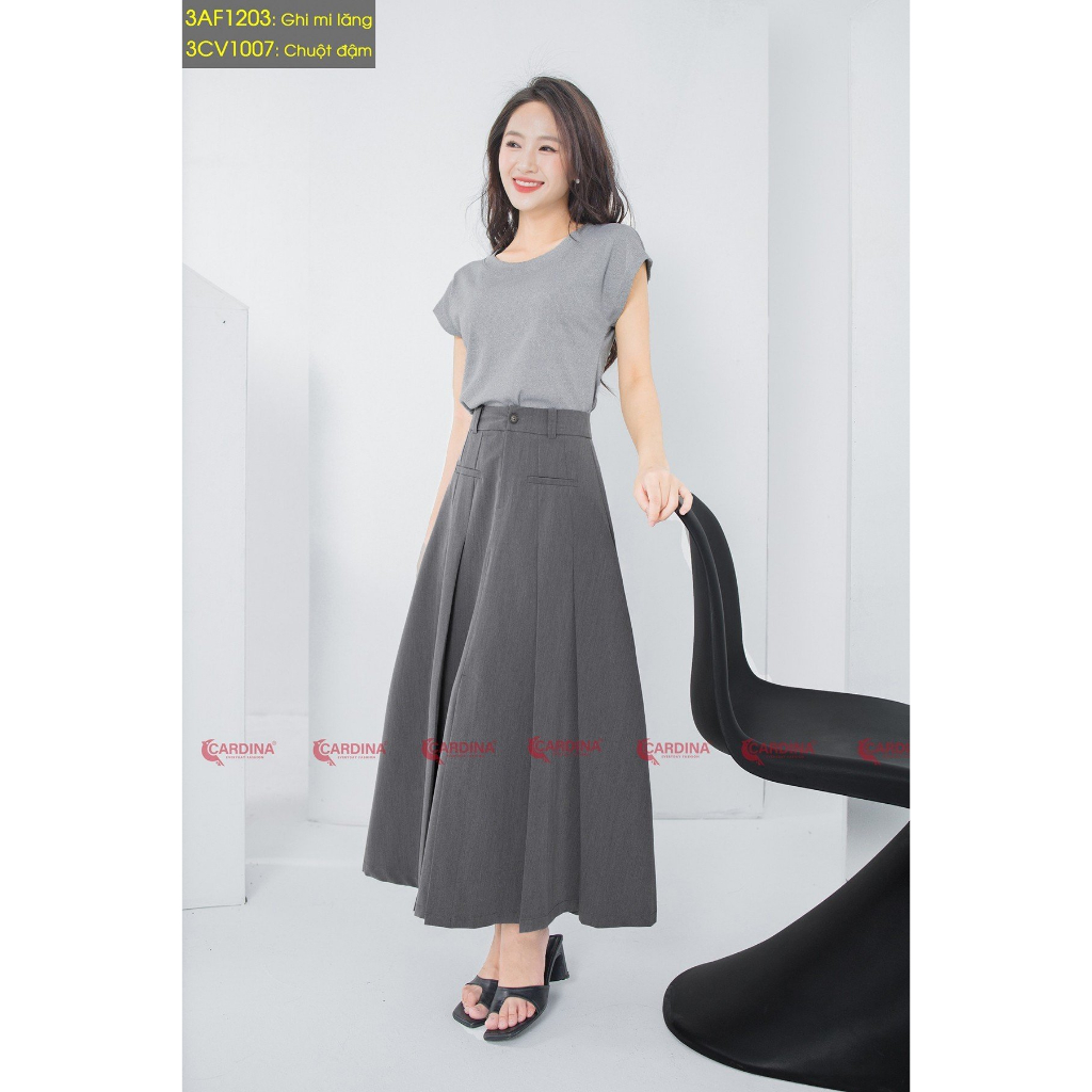 Chân Váy Nữ 𝐂𝐀𝐑𝐃𝐈𝐍𝐀 Chất Tuyết Mưa Hàn Cao Cấp Dáng Maxi Xếp Ly Xẻ Trước Thanh Lịch 3CV10