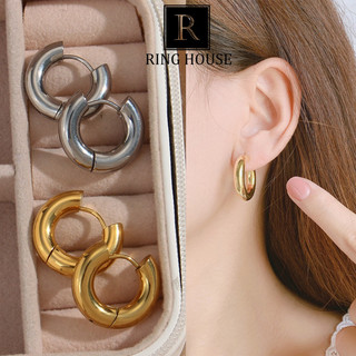 (Titan) E190 Khuyên tai bông tai nữ nam unisex tròn đơn giản đẹp Ring House