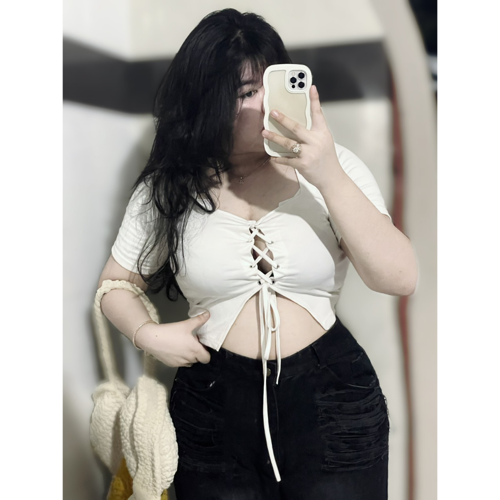 Áo đan dây nút MẮT CÁO trước ngực nữ bigsize