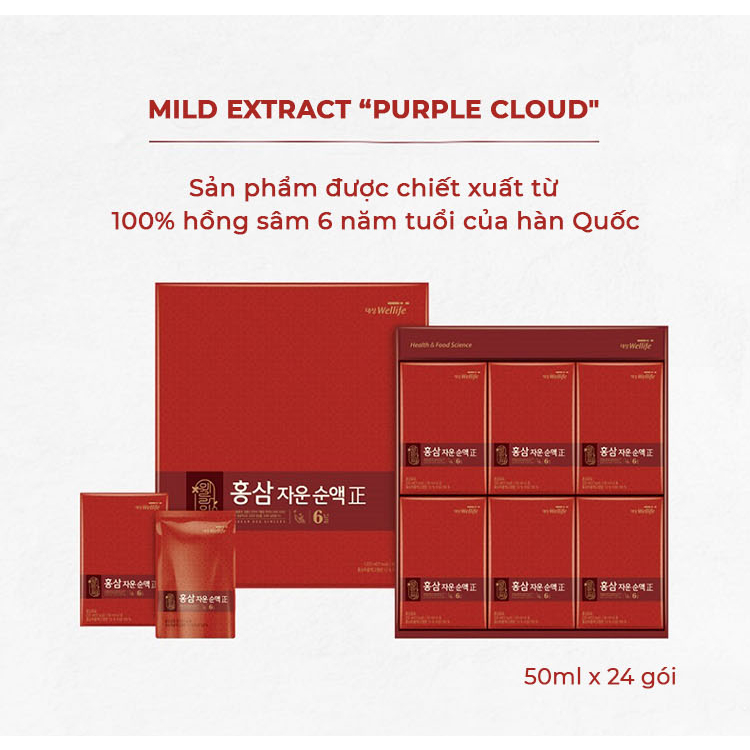 Hồng Sâm Wellife Red Ginseng Mild Extract Purple Cloud 50ml x 24 Gói
