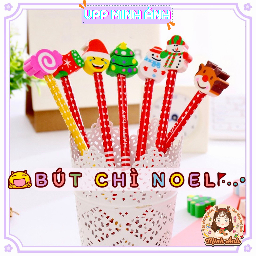 Bút Chì Gỗ Giáng Sinh, Đồ Dùng Học Tập Cute Dễ Thương Văn Phòng Phẩm Làm Quà Noel Cho Học Sinh