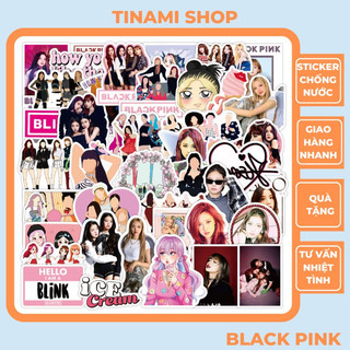 50 Sticker Black Pink Jisoo Rose Lisa Jennie hình dán chống nước dùng trang trí điện thoại laptop mũ bảo hiểm vali