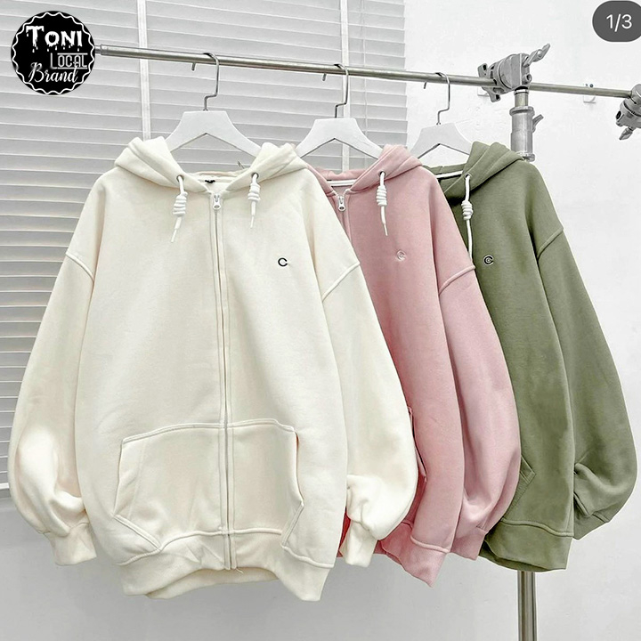 Áo Hoodie Nỉ Ngoại thêu chữ C nam nữ Unisex