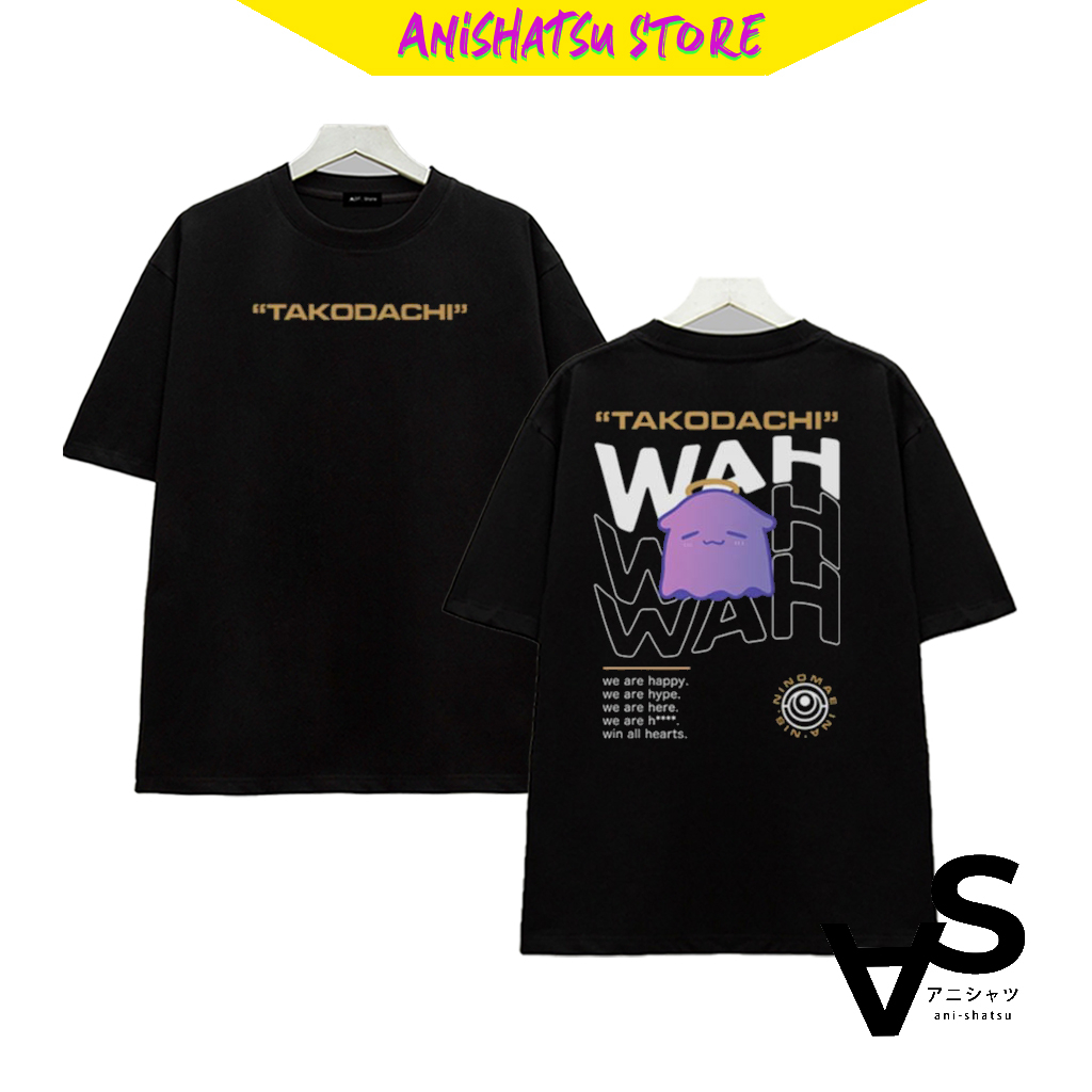 Áo thun đen Áo thun Hololive Ninomae Ina'nis Tokodachi  ngắn tay