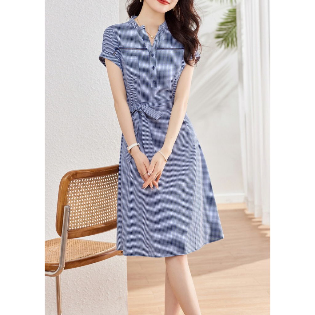 M32 - Váy Xanh Kẻ Caro Kèm Đai Eo Dời, Có Túi 2 Bên | Hàng Thiết Kế by BELLY Clothing