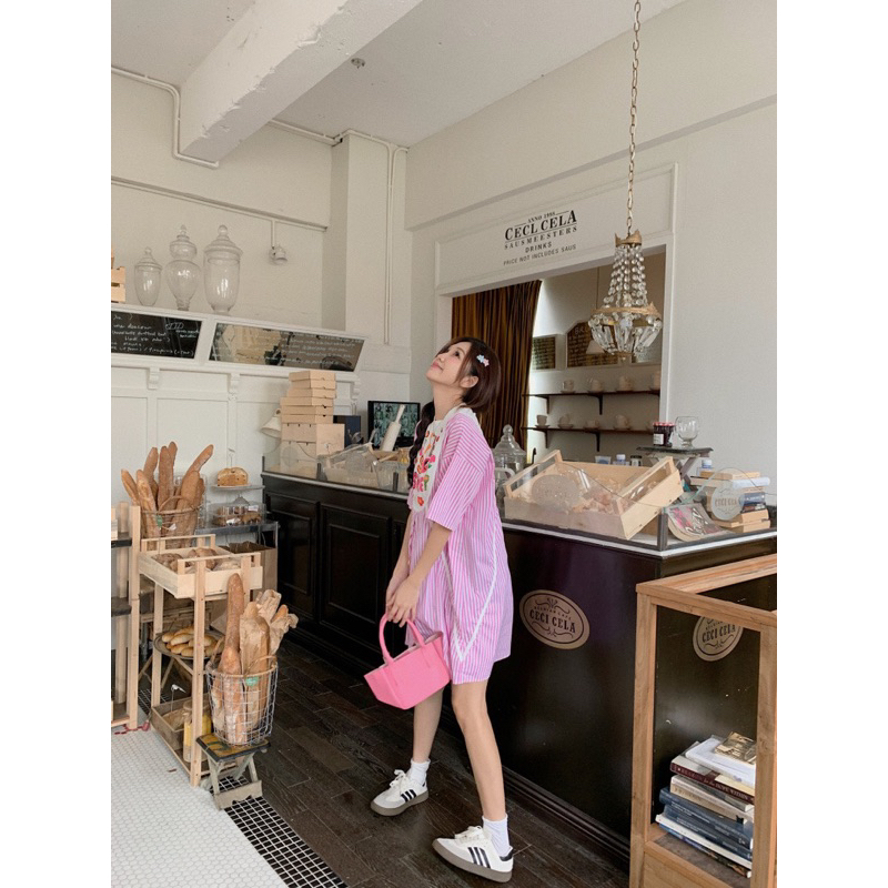 Đầm sơ mi nữ màu hồng ngọt ngào