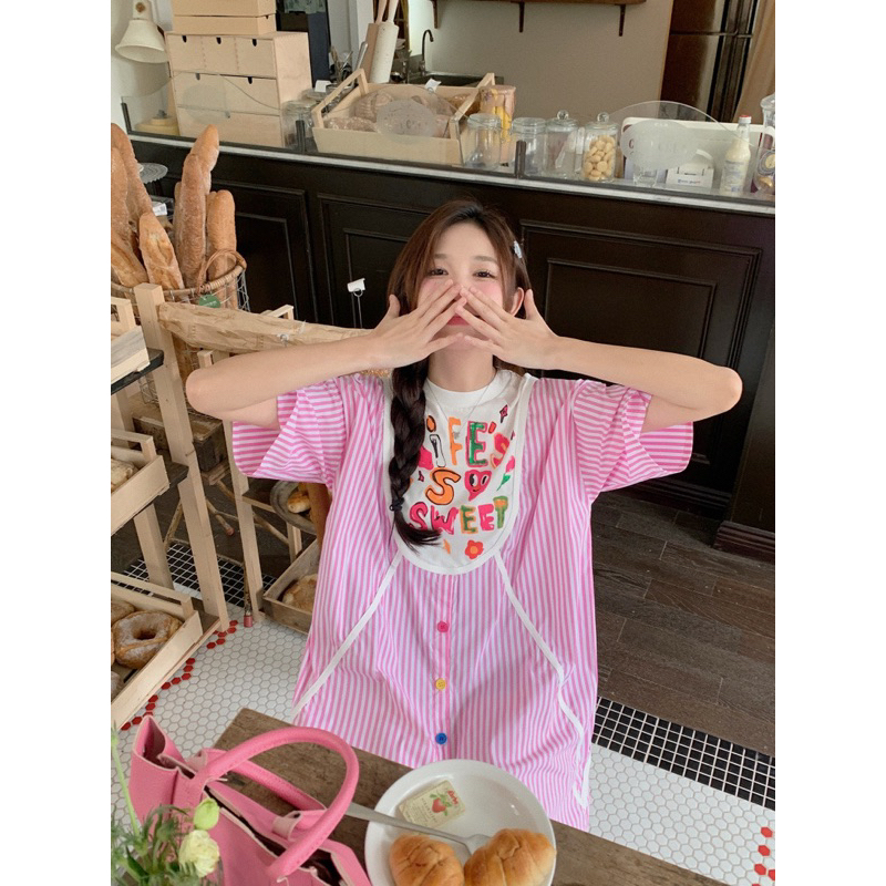 Đầm sơ mi nữ màu hồng ngọt ngào