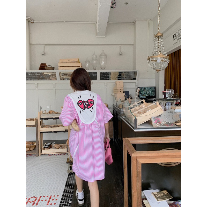 Đầm sơ mi nữ màu hồng ngọt ngào