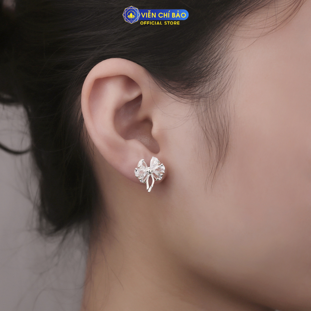 Bông tai bạc nữ Bow Tie chất liệu bạc 925 thời trang phụ kiện trang sức nữ thương hiệu Viễn Chí Bảo B400390