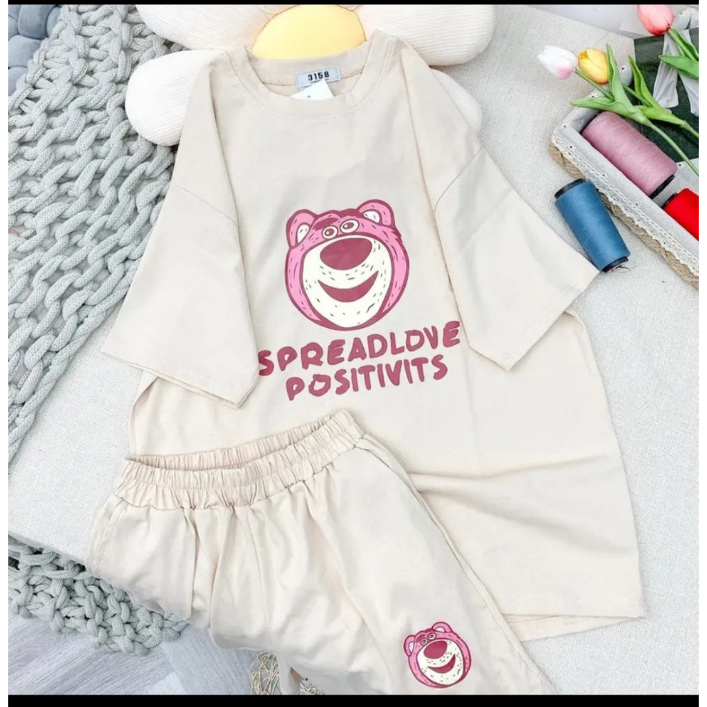 Set Đùi Cotton Áo In Gấu Dâu 5 Màu Bigsize Mặc Nhà