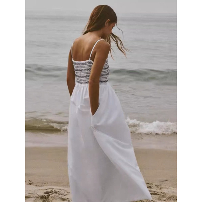 ĐẦM 2 DÂY TRẮNG MAXI PHỐI REN