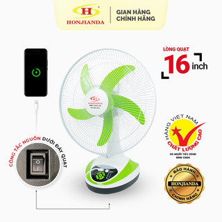 Quạt sạc tích điện để bàn AC&DC 16 inch Honjianda FL316/FL426H/FL628L - có đèn LED hỗ trợ cúp điện