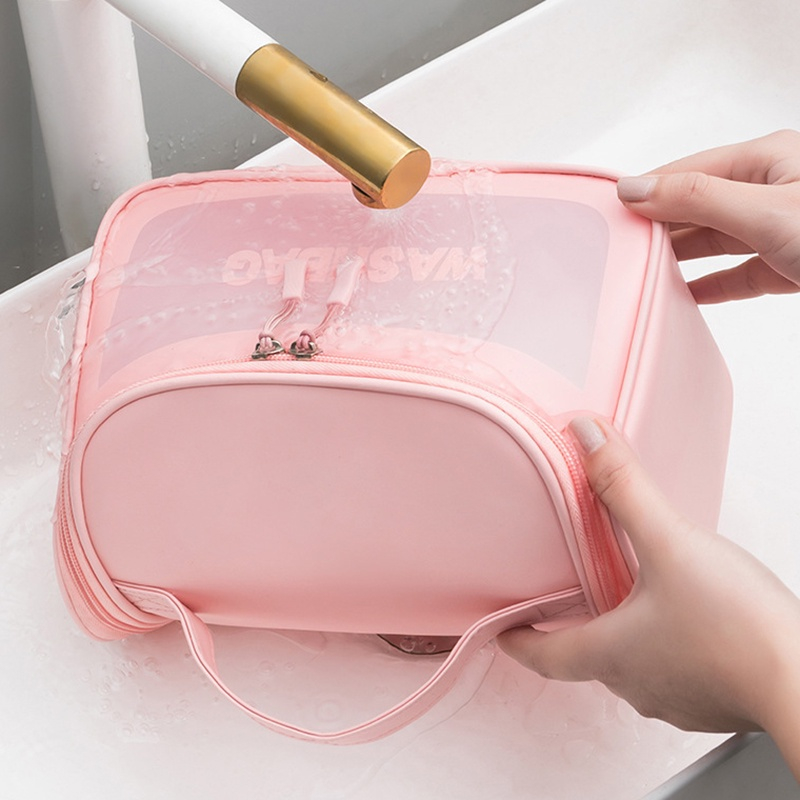 Túi đựng mỹ phẩm đồ trang điểm du lịch cao cấp túi trong suốt đựng đồ makeup skincare dầu gội nhỏ gọn washbag HL100