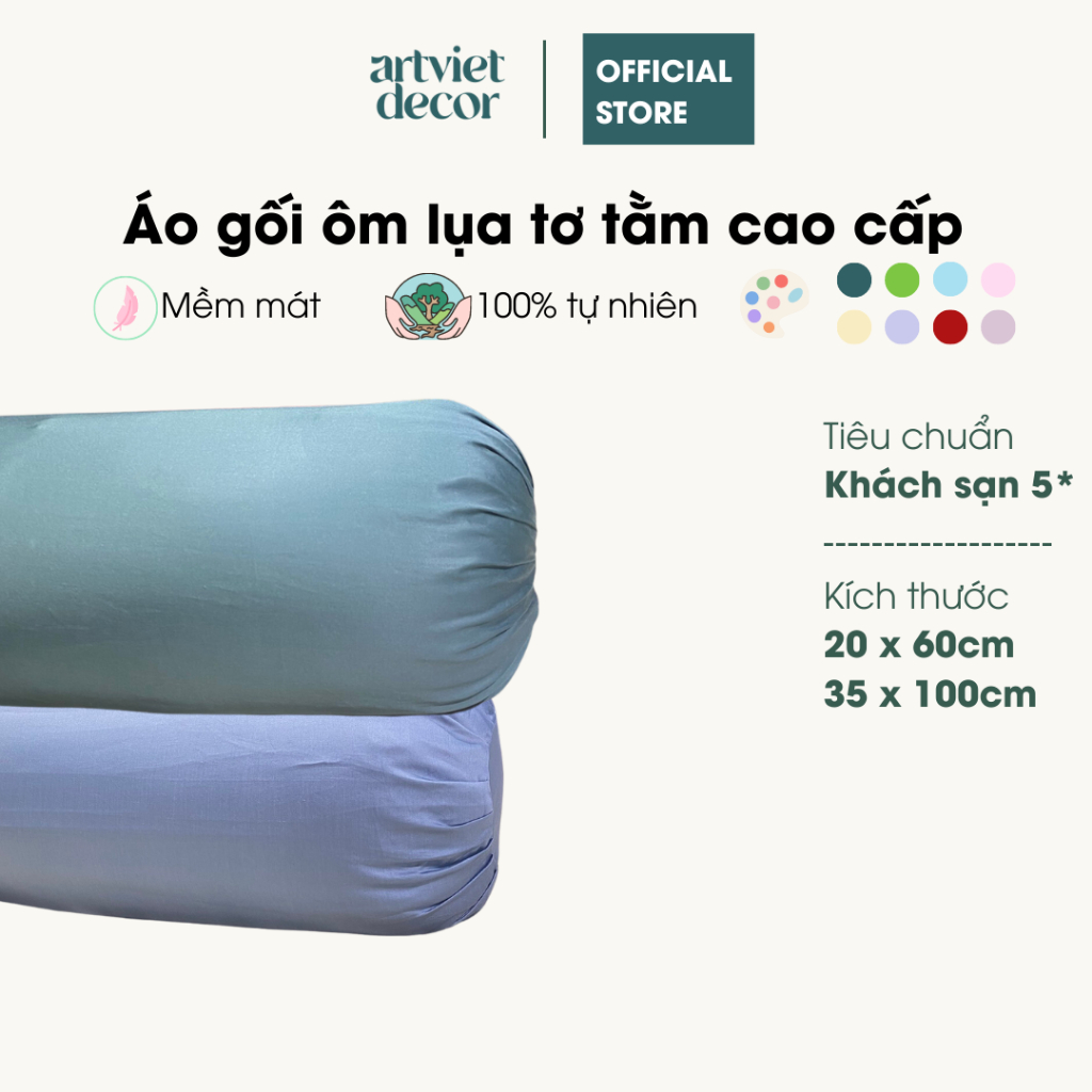 Áo gối ôm lụa cao cấp mát lạnh mềm mại vượt trội kích thước 35x100cm