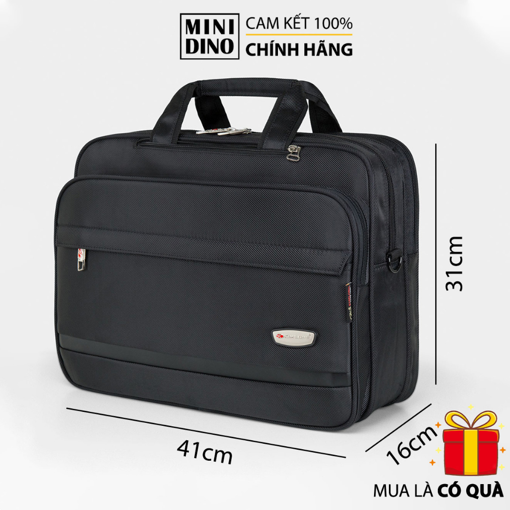 Cặp latop 14 inch, có quai balo và quai đeo chéo, bền, đẹp, chính hãng Kim Long KL016 màu đen