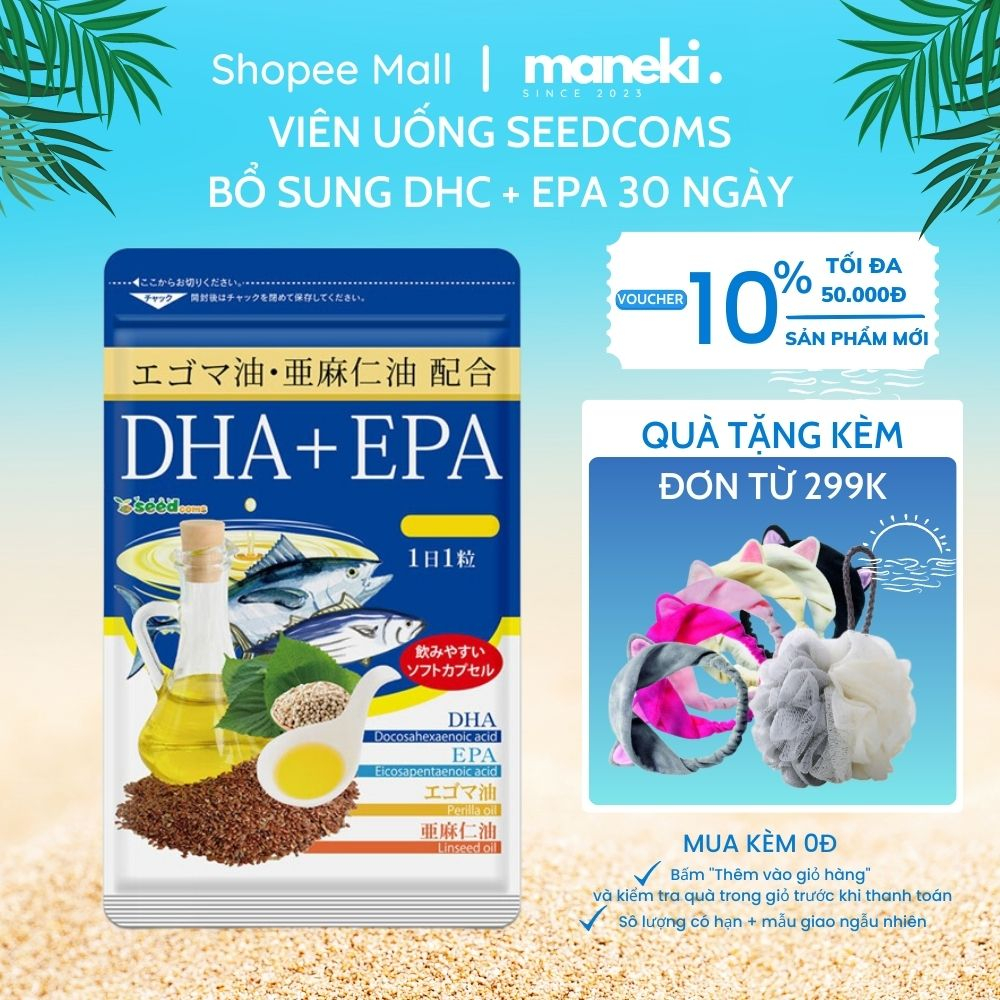 Viên uống Seedcoms Bổ Sung Dha + Epa Dầu Tía Tô, Hạt Lanh 30 viên 30 ngày - Maneki
