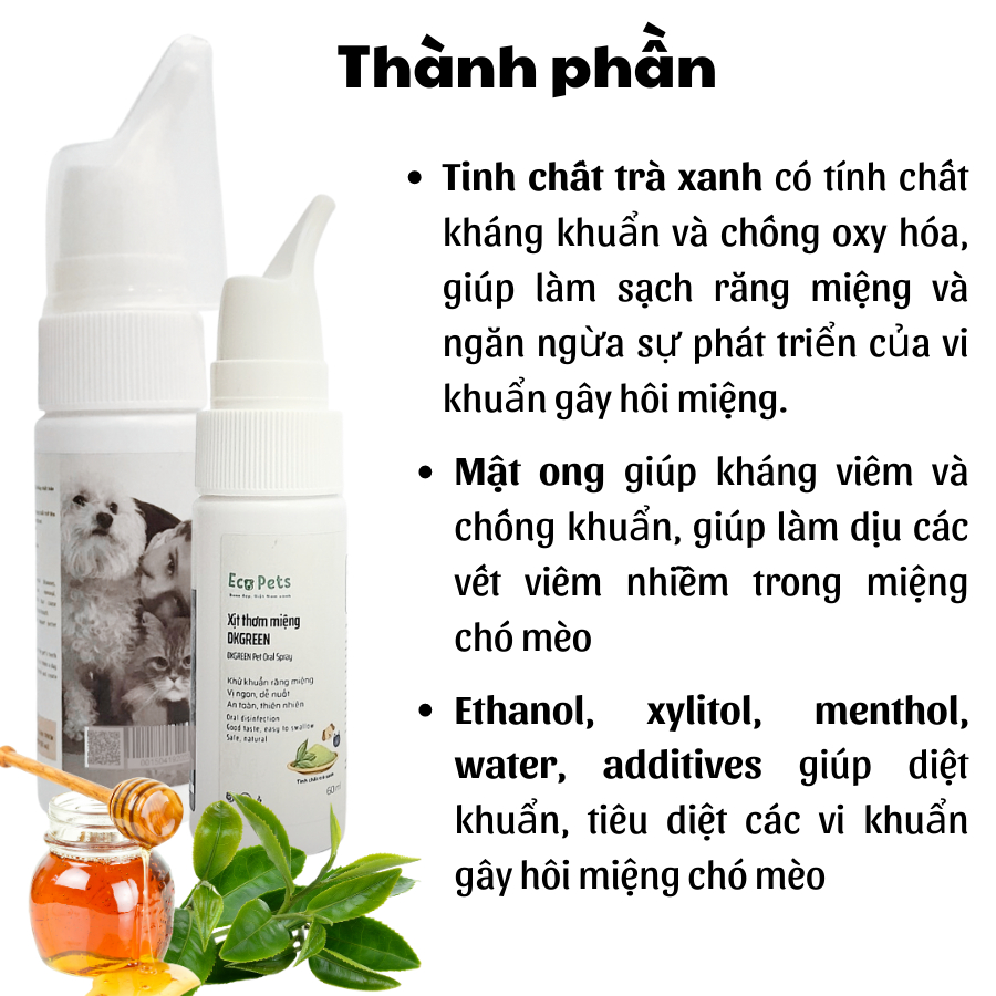 Xịt miệng khử khuẩn DKGREEN chăm sóc răng miệng dành cho chó mèo giảm mùi hôi miệng khử khuẩn PhuThuyMeo
