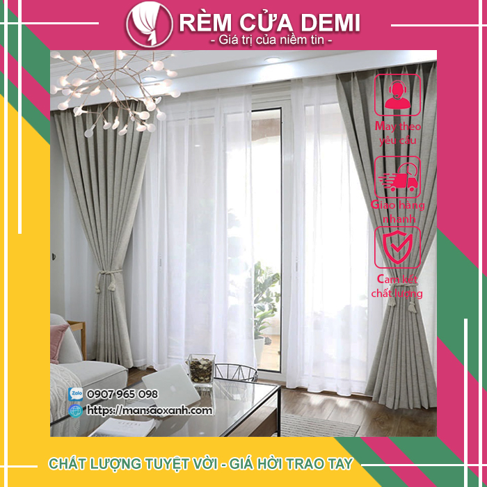 Rèm cửa phòng, rèm cửa sổ VẢI BỐ 3 LỚP CẢN SÁNG 100% chống tia UV. Ghi chú: chọn mẫu, số đo theo yêu cầu.