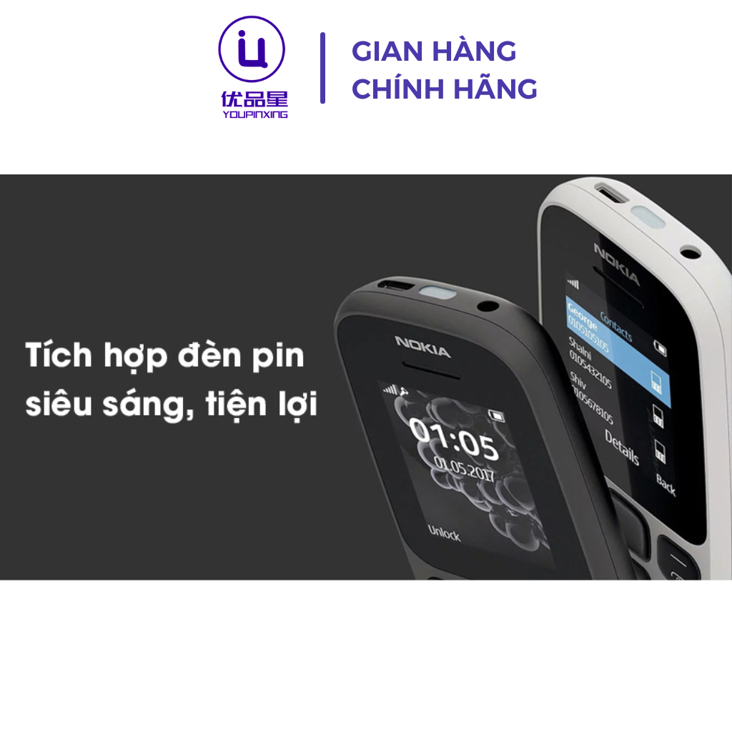 Điện thoại NOKIA 130 4G 2017 bản 2 sim siêu bền, tặng kèm pin sạc, bảo hành 12 tháng