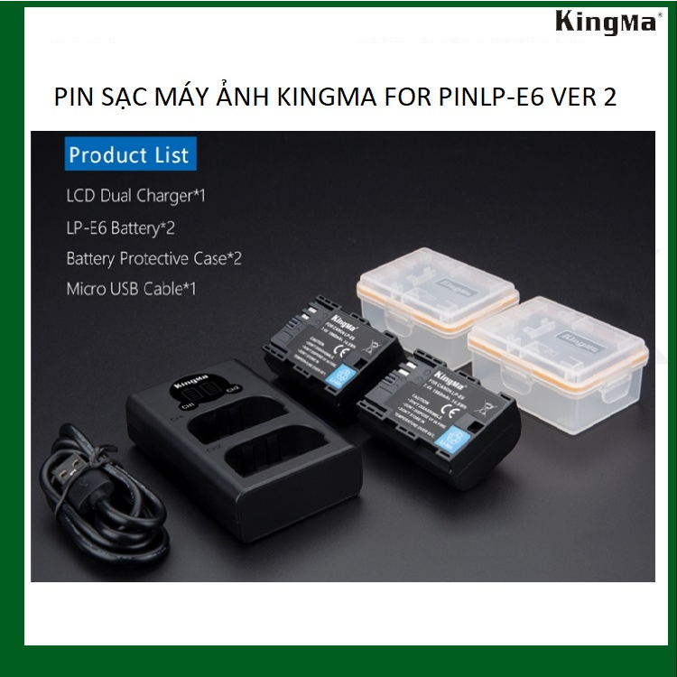PIN SẠC MÁY ẢNH KINGMA FOR PINLP-E6 VER 2