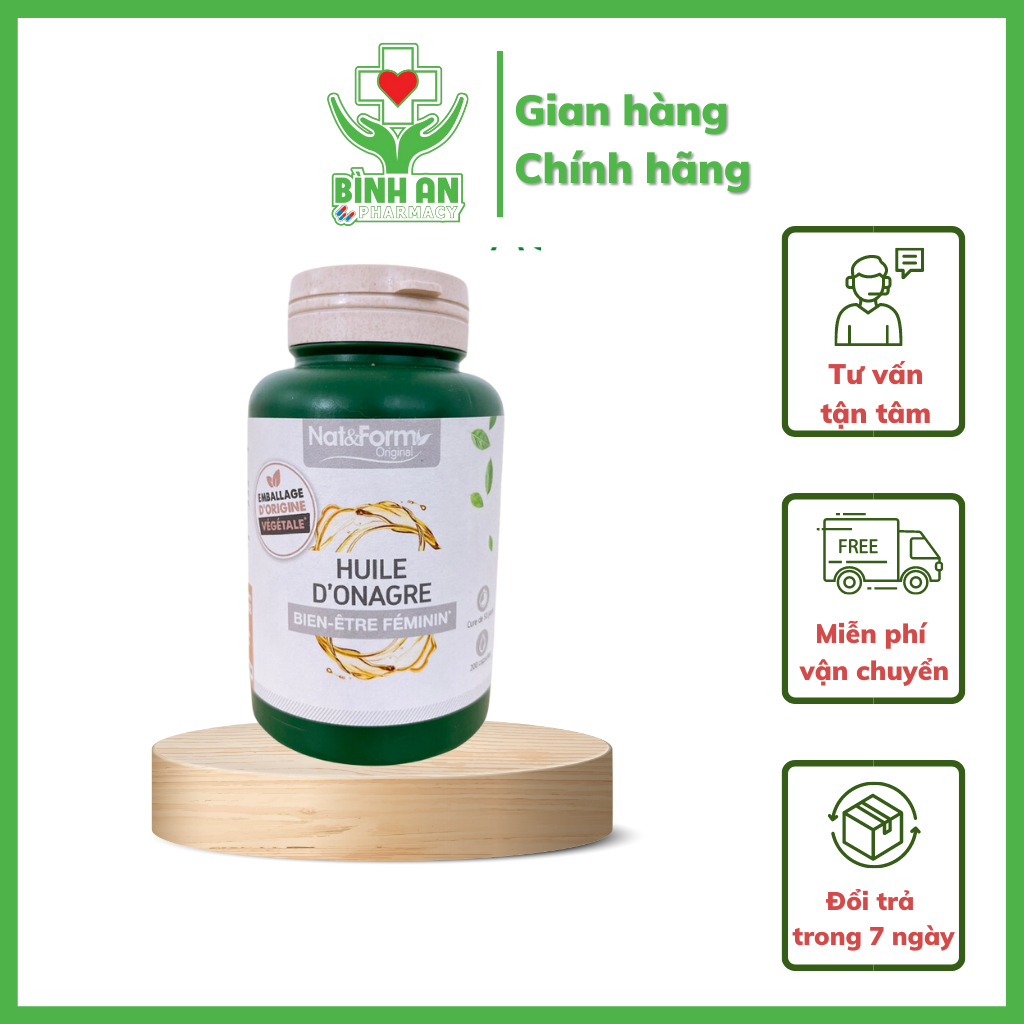 Tinh dầu hoa anh thảo hữu cơ Nat & Form Huile D’Onagre (Pháp) - Cân bằng nôị tiết tố nữ - Lọ 200 viên
