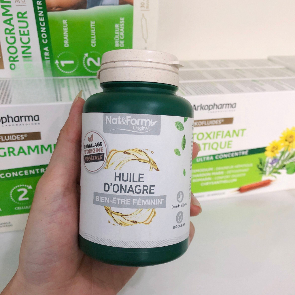 Tinh dầu hoa anh thảo hữu cơ Nat & Form Huile D’Onagre (Pháp) - Cân bằng nôị tiết tố nữ - Lọ 200 viên