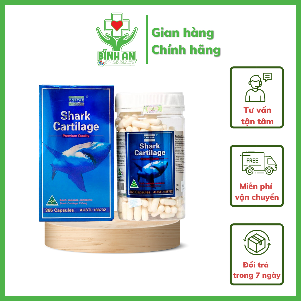 Viên Uống Sụn vi cá mập Costar Blue Shark Cartilage 750mg - Giúp Xương Khớp chắc khoẻ - 365 viên