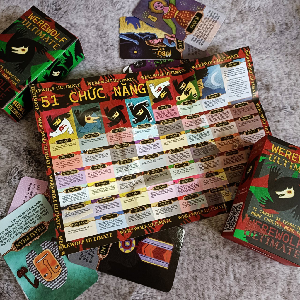 Bộ Bài Ma Sói Ultimate Việt Hóa 70 lá- Boargame Ma Sói Tối Thượng đầy đủ chức năng