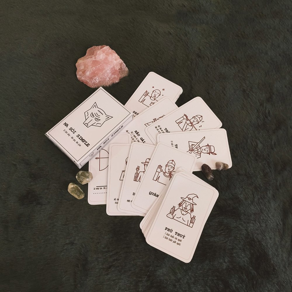 Bộ bài ma sói Simple dành cho 7 đến 20 người chơi - hoạ tiết đơn giản - gọn gàng, thích hợp mang theo bên mình