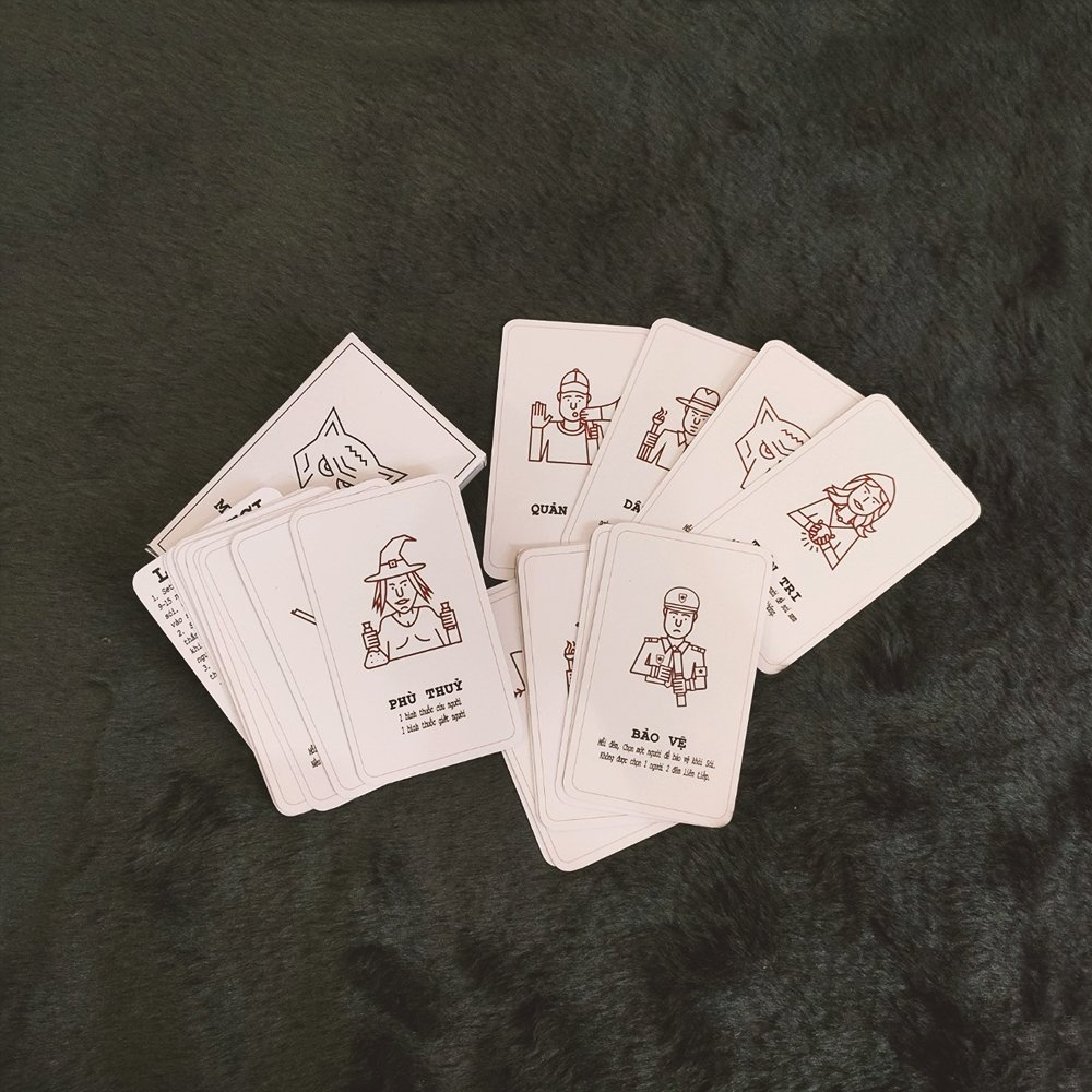 Bộ bài ma sói Simple dành cho 7 đến 20 người chơi - hoạ tiết đơn giản - gọn gàng, thích hợp mang theo bên mình