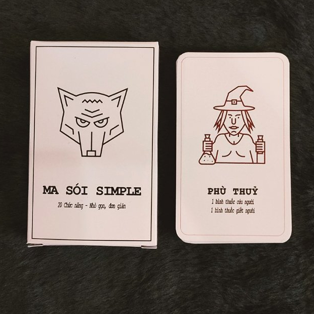 Bộ bài ma sói Simple dành cho 7 đến 20 người chơi - hoạ tiết đơn giản - gọn gàng, thích hợp mang theo bên mình