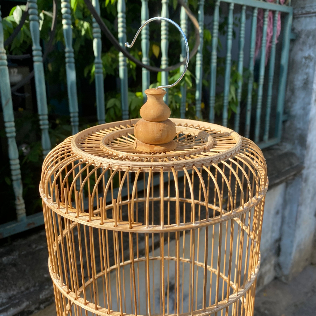 Lồng chim ốc mít, hút mật, sâu, lồng tròn kích thước 20x34cm, bước nan 1cm  - lồng chim Duy Khang